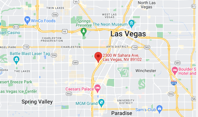 Google map image of our location in 2300 W Sahara Ave, Las Vegas, NV 89102, USA